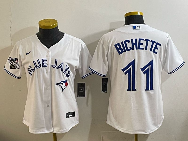 Women 2025 Nike Toronto Blue Jays #11 Bichette  White Game MLB Jersey 03->women mlb jersey->Women Jersey